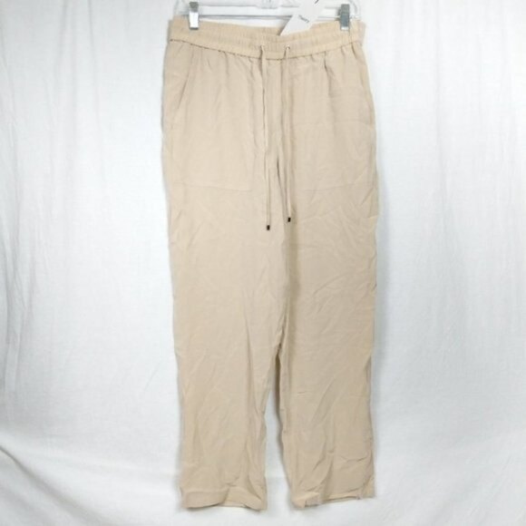 NWT Theory Cortlandt Light Barley Summer Silk Pants M - Picture 1 of 4